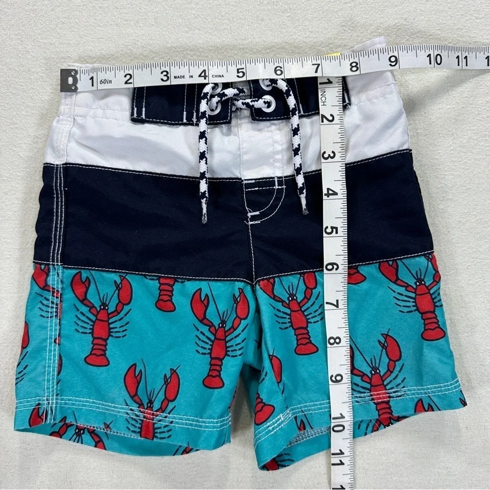 Gymboree Lobster Print Swim Trunks Shorts Sz 12-18 Memorial Forth July
